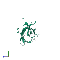 PDB entry 4dt4 coloured by chain, side view.