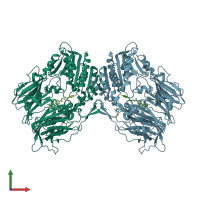 PDB entry 4dtc coloured by chain, front view.