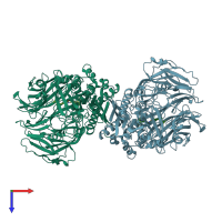 PDB entry 4dtc coloured by chain, top view.