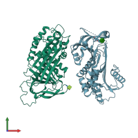 PDB entry 4dte coloured by chain, front view.