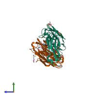 PDB entry 4dtg coloured by chain, side view.