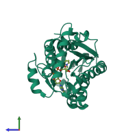 PDB entry 4dti coloured by chain, side view.