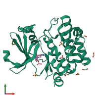 PDB entry 4dtk coloured by chain, front view.