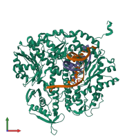 PDB entry 4dto coloured by chain, front view.