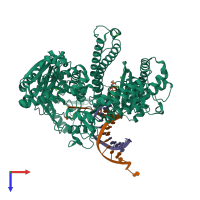 PDB entry 4dto coloured by chain, top view.