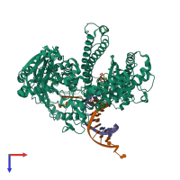 PDB entry 4dtp coloured by chain, top view.