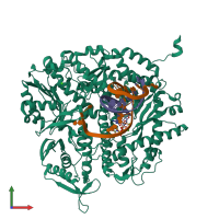 PDB entry 4dts coloured by chain, front view.