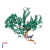 PDB entry 4dts coloured by chain, top view.