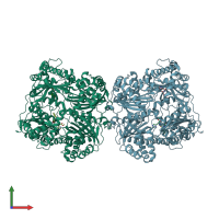 PDB entry 4dtt coloured by chain, front view.