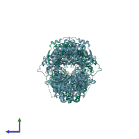 PDB entry 4dtt coloured by chain, side view.