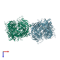 PDB entry 4dtt coloured by chain, top view.