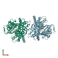 PDB entry 4dtw coloured by chain, front view.