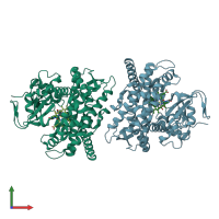 PDB entry 4du2 coloured by chain, front view.