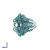 PDB entry 4du2 coloured by chain, side view.