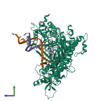 PDB entry 4du4 coloured by chain, side view.