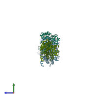 PDB entry 4du5 coloured by chain, side view.