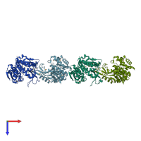 PDB entry 4du5 coloured by chain, top view.