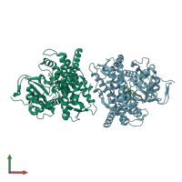 PDB entry 4duc coloured by chain, front view.