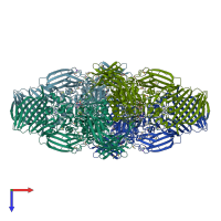 PDB 4duv coloured by chain and viewed from the top.
