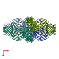 PDB entry 4dux coloured by chain, top view.