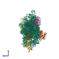 PDB entry 4dv2 coloured by chain, side view.