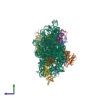 PDB entry 4dv3 coloured by chain, side view.