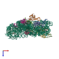 PDB entry 4dv3 coloured by chain, top view.