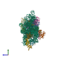 PDB entry 4dv4 coloured by chain, side view.