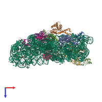 PDB entry 4dv4 coloured by chain, top view.