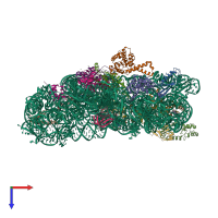 PDB entry 4dv5 coloured by chain, top view.