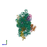 PDB entry 4dv7 coloured by chain, side view.