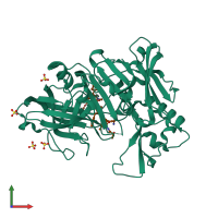 PDB entry 4dv9 coloured by chain, front view.