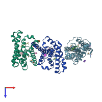 PDB entry 4dve coloured by chain, top view.