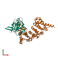 PDB entry 4dvg coloured by chain, front view.