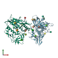 PDB entry 4dvs coloured by chain, front view.