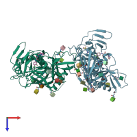 PDB entry 4dvt coloured by chain, top view.