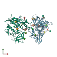 PDB entry 4dvv coloured by chain, front view.