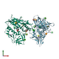 PDB entry 4dvw coloured by chain, front view.