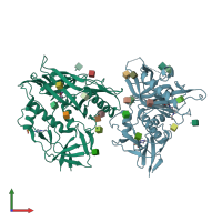 PDB entry 4dvx coloured by chain, front view.