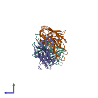 PDB entry 4dw2 coloured by chain, side view.