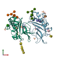 PDB entry 4dw3 coloured by chain, front view.