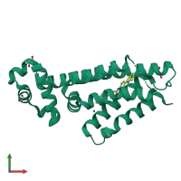 PDB entry 4dw6 coloured by chain, front view.