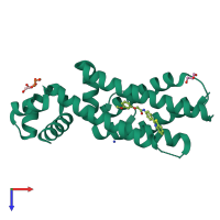 PDB entry 4dw6 coloured by chain, top view.