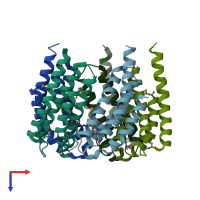 PDB entry 4dwl coloured by chain, top view.