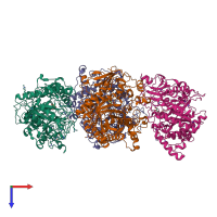 PDB entry 4dws coloured by chain, top view.