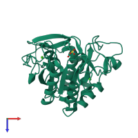 PDB entry 4dww coloured by chain, top view.