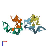 PDB entry 4dwy coloured by chain, top view.