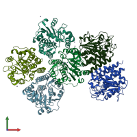 PDB entry 4dwz coloured by chain, front view.