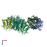PDB entry 4dwz coloured by chain, top view.