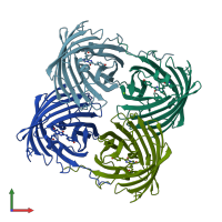 PDB entry 4dxi coloured by chain, front view.